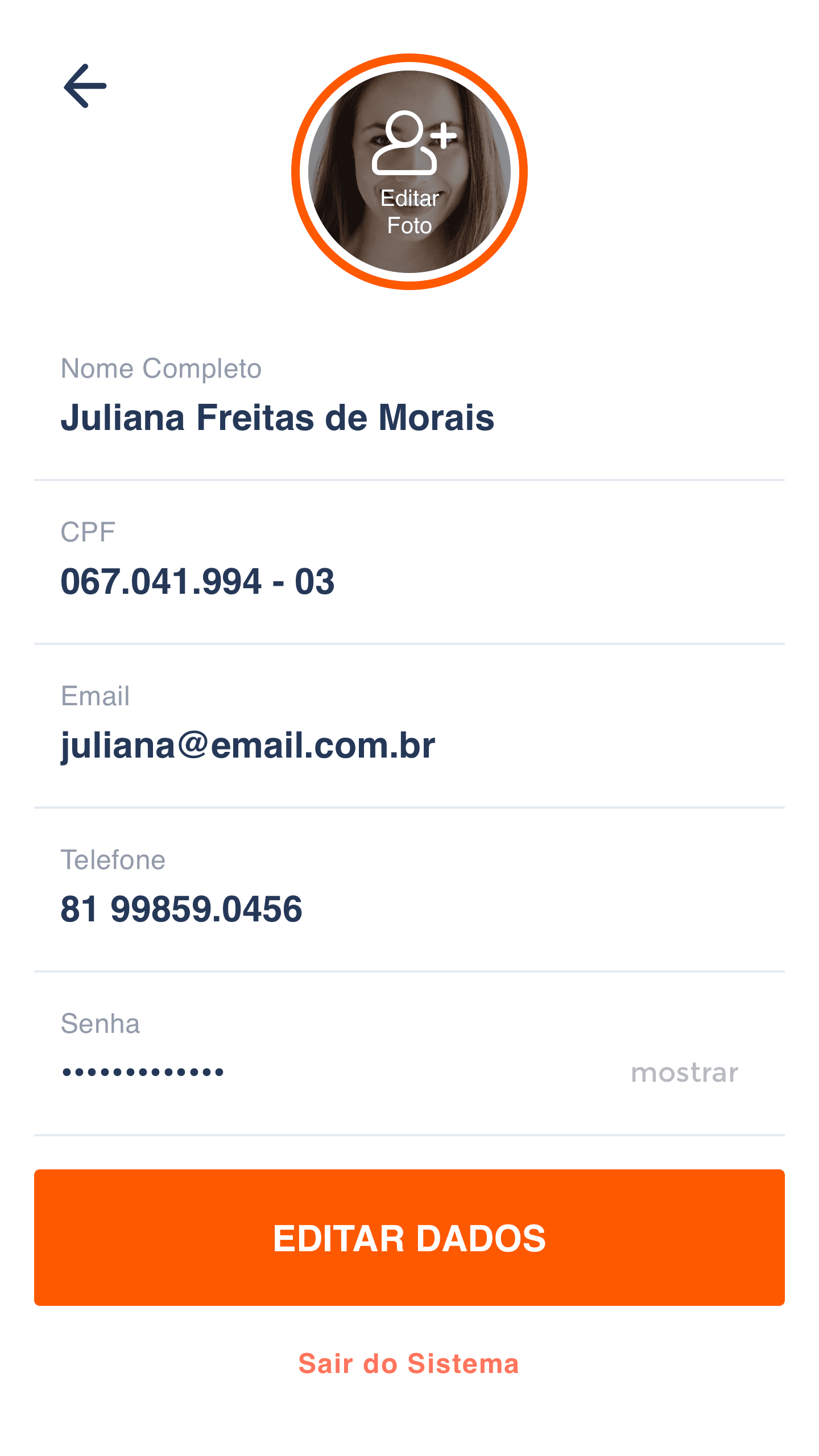 Dados de usuário